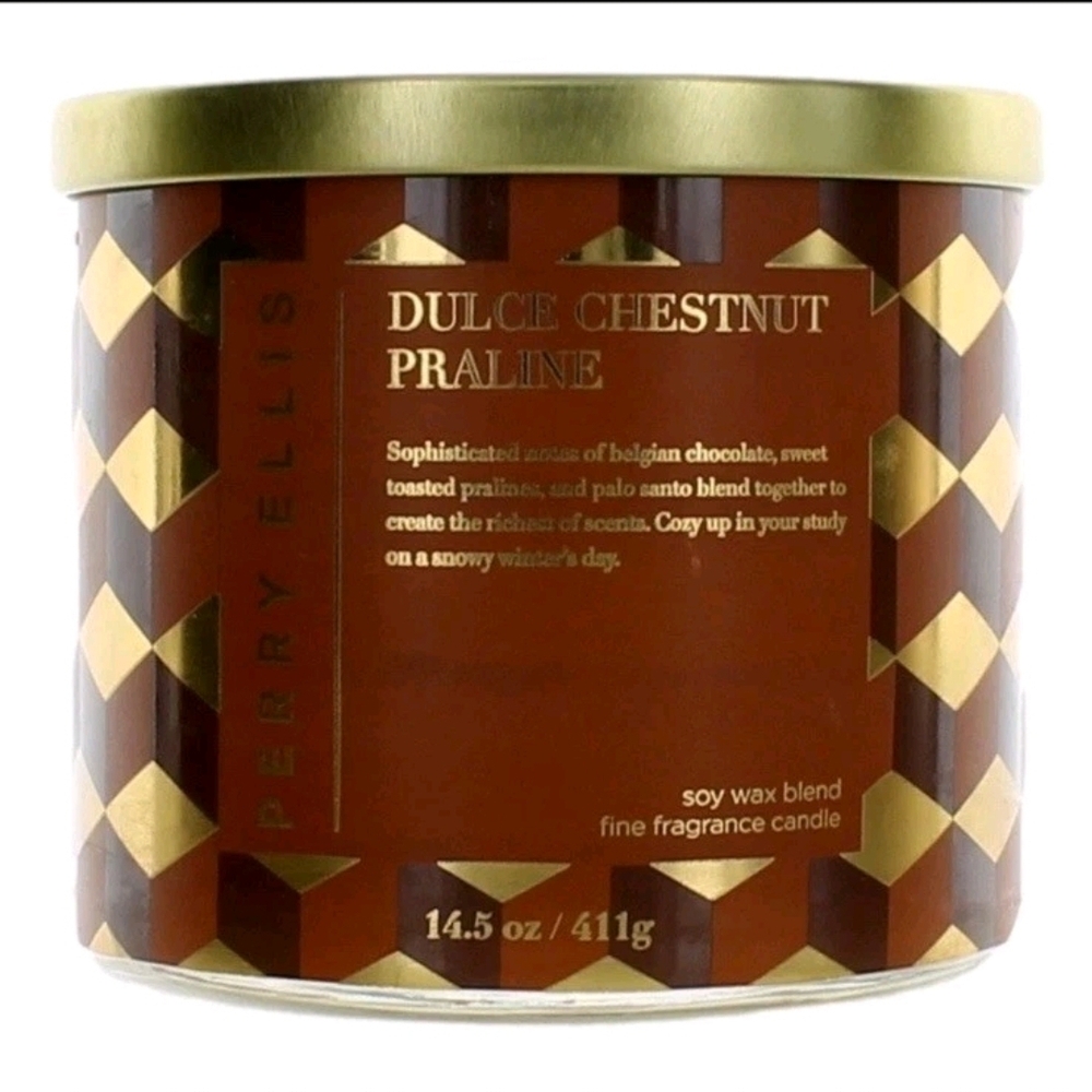 Perry Ellis Dulce Chestnut Praline Candle - Brown and Gold